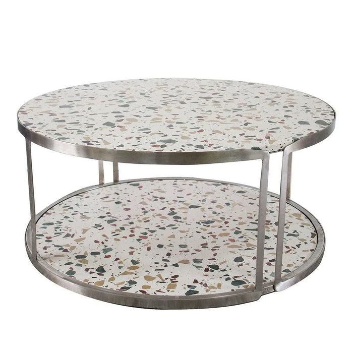 Venveto Round Coffee Table-White Pattern-With 2-Year Warranty