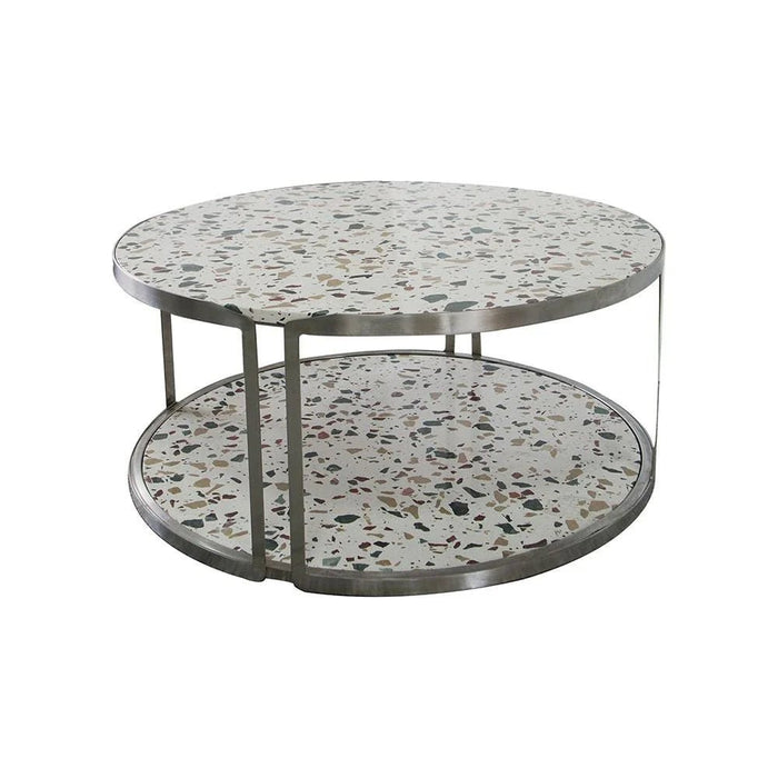 Venveto Round Coffee Table-White Pattern-With 2-Year Warranty