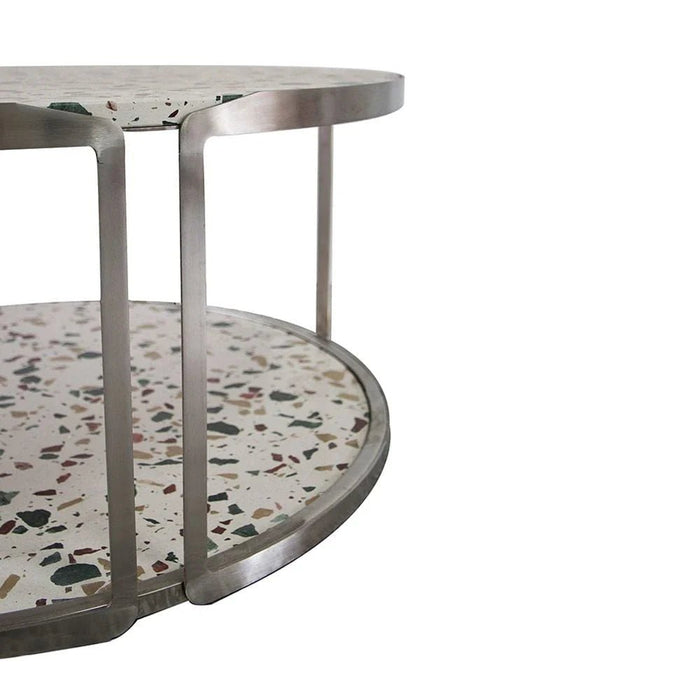 Venveto Round Coffee Table-White Pattern-With 2-Year Warranty