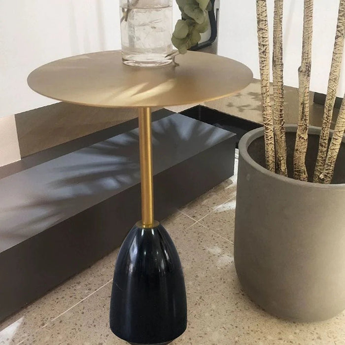 Dobler Round Side Table-Gold/Black-With 2-Year Warranty