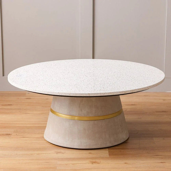 Margaret Round Coffee Table - Beige/Terrazo/Gold - With 2-Year Warranty
