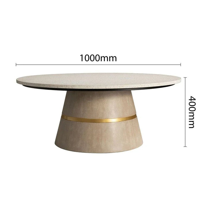 Margaret Round Coffee Table - Beige/Terrazo/Gold - With 2-Year Warranty