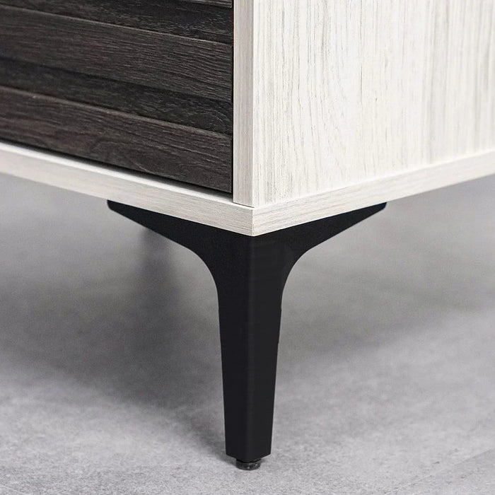 Nicosia End Table with Storage-White Oak/Black-With 2-Year Warranty