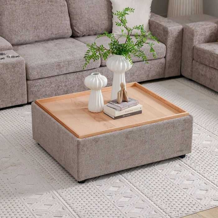 Odum Centre Table with Storage-Brown/Natural Oak-With 2-Year Warranty