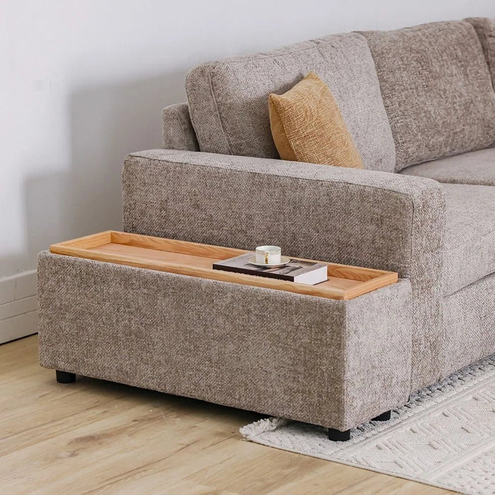 Odum End Table with Storage-Brown/Natural Oak-With 2-Year Warranty