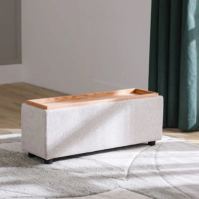 Odum Rectangular End Table with Storage-Grey/Natural Oak-With 2-Year Warranty
