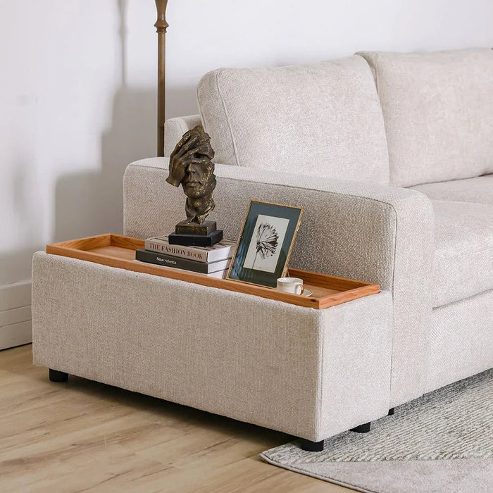Odum Rectangular End Table with Storage-Grey/Natural Oak-With 2-Year Warranty