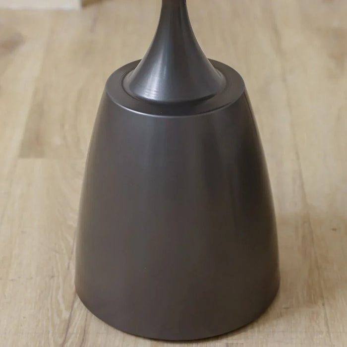 Ramsy Round End Table - Light Grey/Gunmetal Black - With 2-Year Warranty