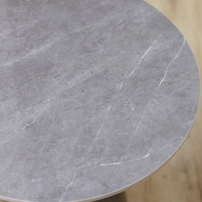 Ramsy Round End Table - Light Grey/Gunmetal Black - With 2-Year Warranty