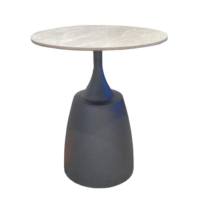 Ramsy Round End Table - Light Grey/Gunmetal Black - With 2-Year Warranty