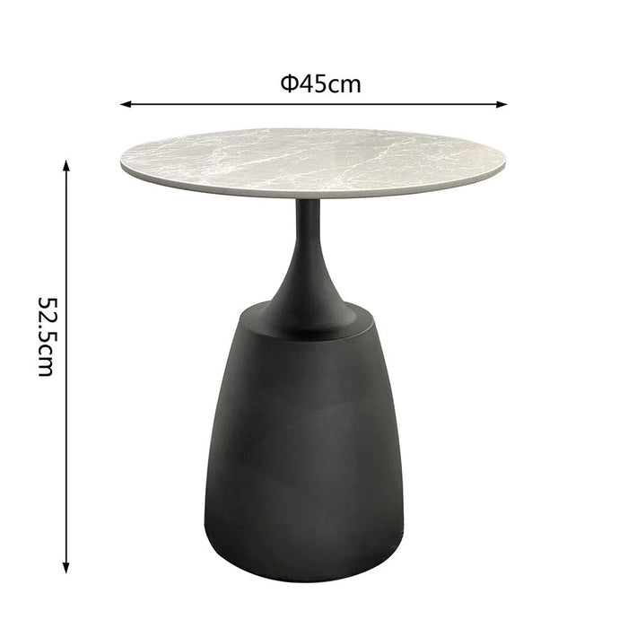Ramsy Round End Table - Light Grey/Gunmetal Black - With 2-Year Warranty