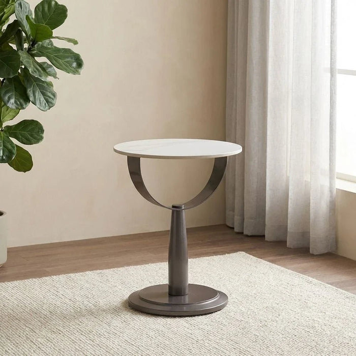 Dustin End Table - White/Gunmetal Black - With 2-Year Warranty