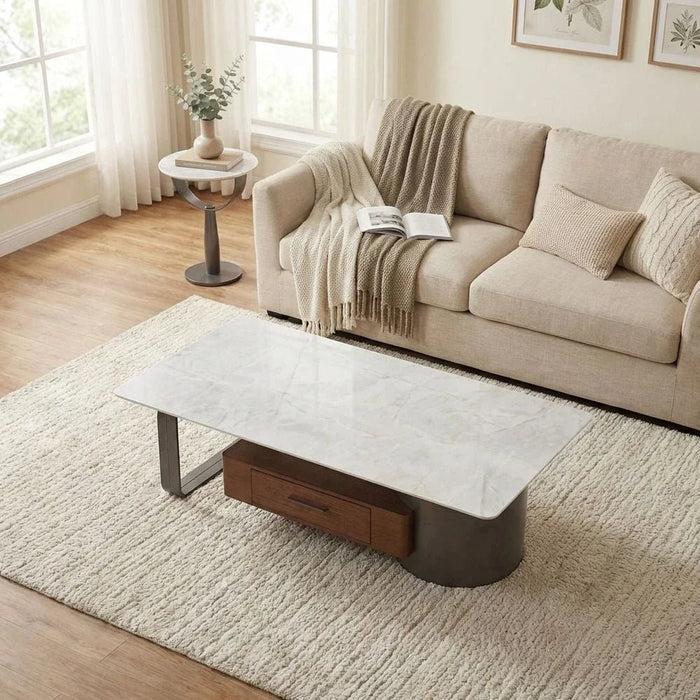 Dustin End Table - White/Gunmetal Black - With 2-Year Warranty