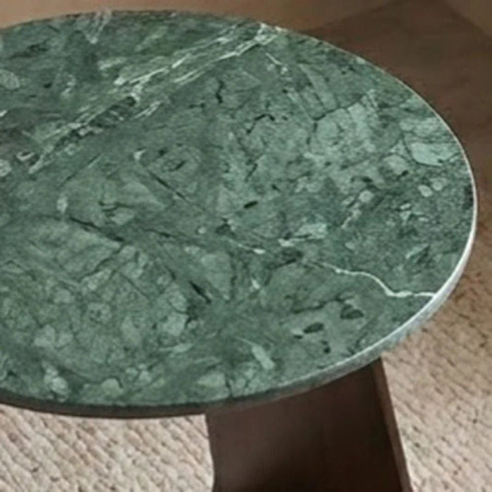 Union Round End Table - Green/Antique Bronze - With 2-Year Warranty