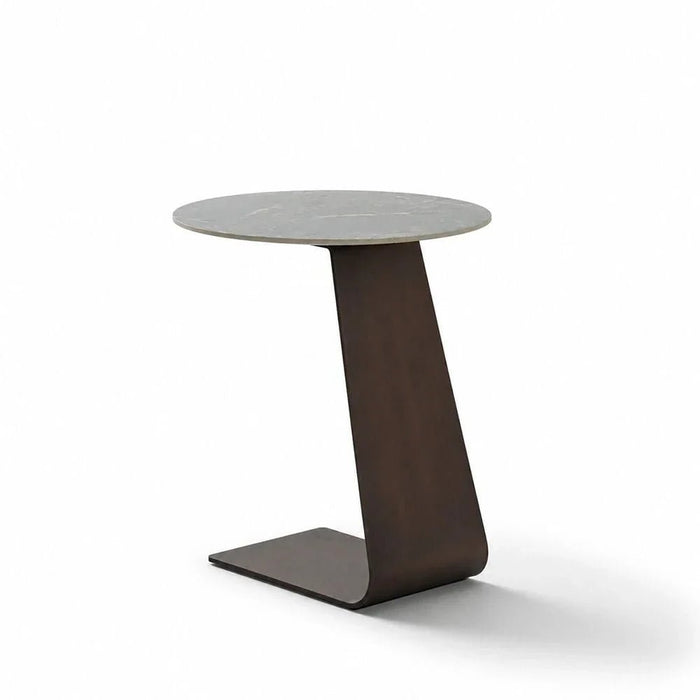 Union Round End Table - Green/Antique Bronze - With 2-Year Warranty