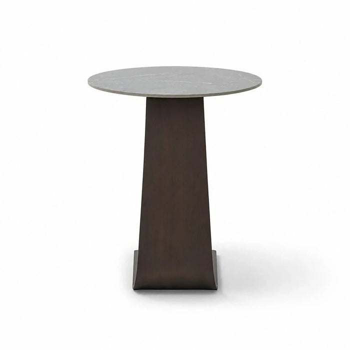 Union Round End Table - Green/Antique Bronze - With 2-Year Warranty