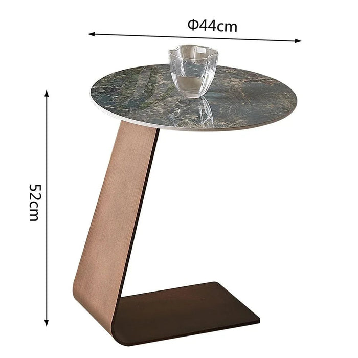 Union Round End Table - Green/Antique Bronze - With 2-Year Warranty