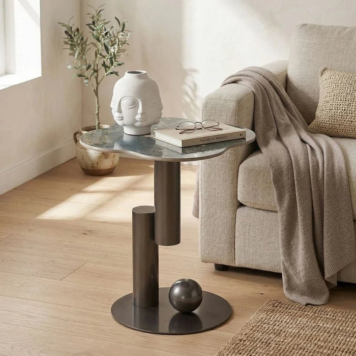 Roslin Side Table - Green/Antique Bronze - With 2-Year Warranty