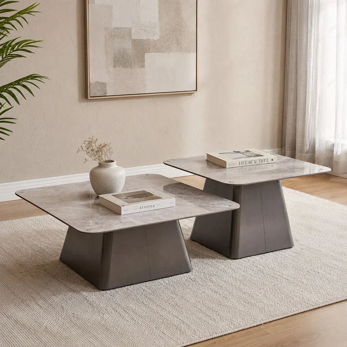 Trinity Coffee Table - Set of 2 - Grey/Gunmetal Black - With 2-Year Warranty