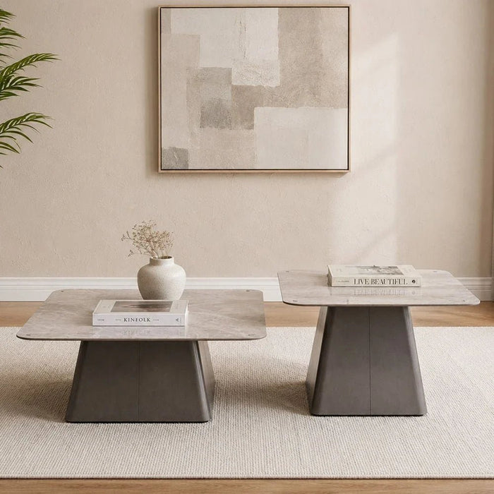 Trinity Coffee Table - Set of 2 - Grey/Gunmetal Black - With 2-Year Warranty