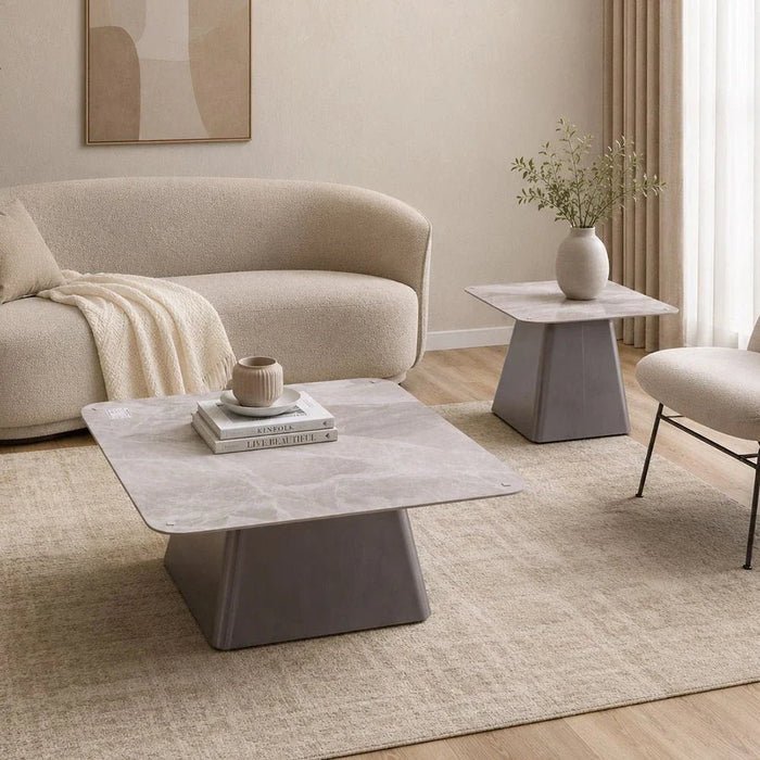 Trinity Coffee Table - Set of 2 - Grey/Gunmetal Black - With 2-Year Warranty