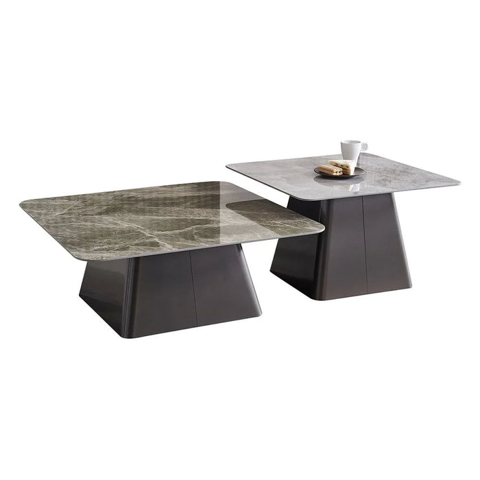 Trinity Coffee Table - Set of 2 - Grey/Gunmetal Black - With 2-Year Warranty