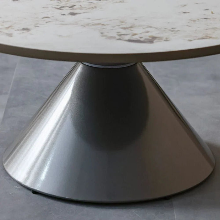 Redley Round Coffee Table - Set of 2 - White/Gunmetal Black - With 2-Year Warranty