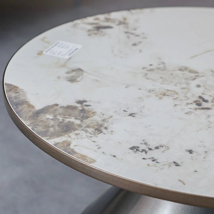 Redley Round Coffee Table - Set of 2 - White/Gunmetal Black - With 2-Year Warranty