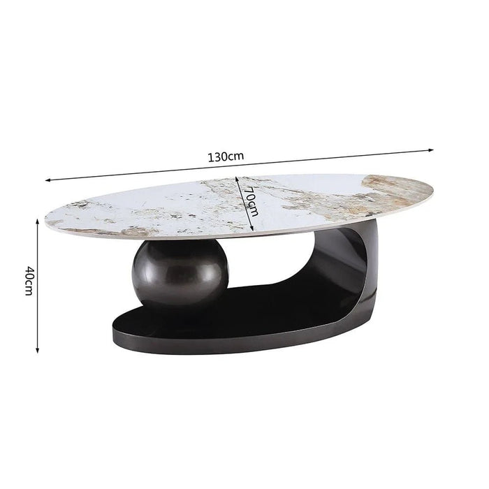 Hamman Round Coffee Table - Set of 2 - White/Beige/Gunmetal Black - With 2-Year Warranty