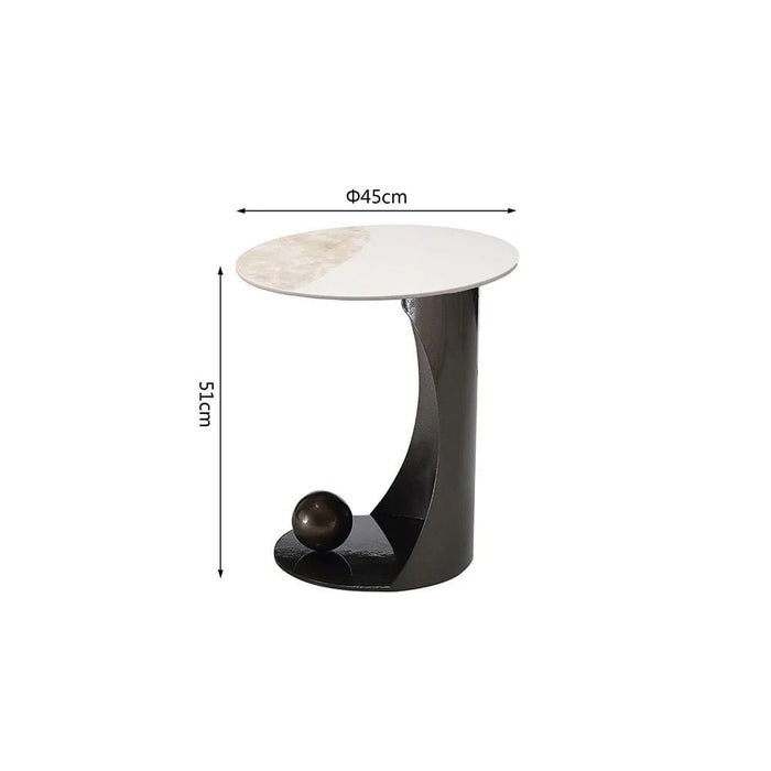 Hamman Round Coffee Table - Set of 2 - White/Beige/Gunmetal Black - With 2-Year Warranty