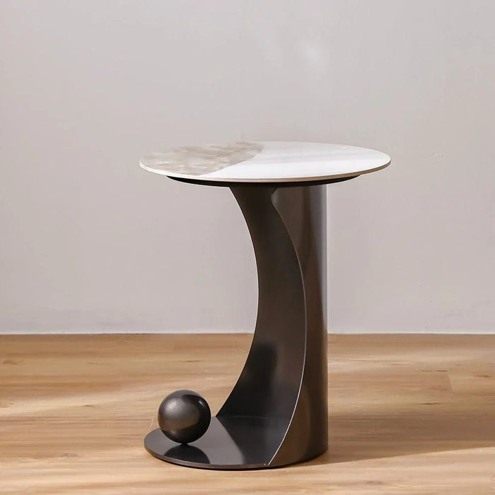 Hamman Round Coffee Table - Set of 2 - White/Beige/Gunmetal Black - With 2-Year Warranty