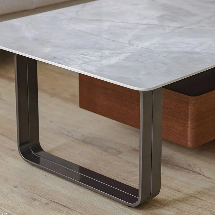 Dustin Coffee Table with Drawer - Light Grey/Gunmetal Black - With 2-Year Warranty