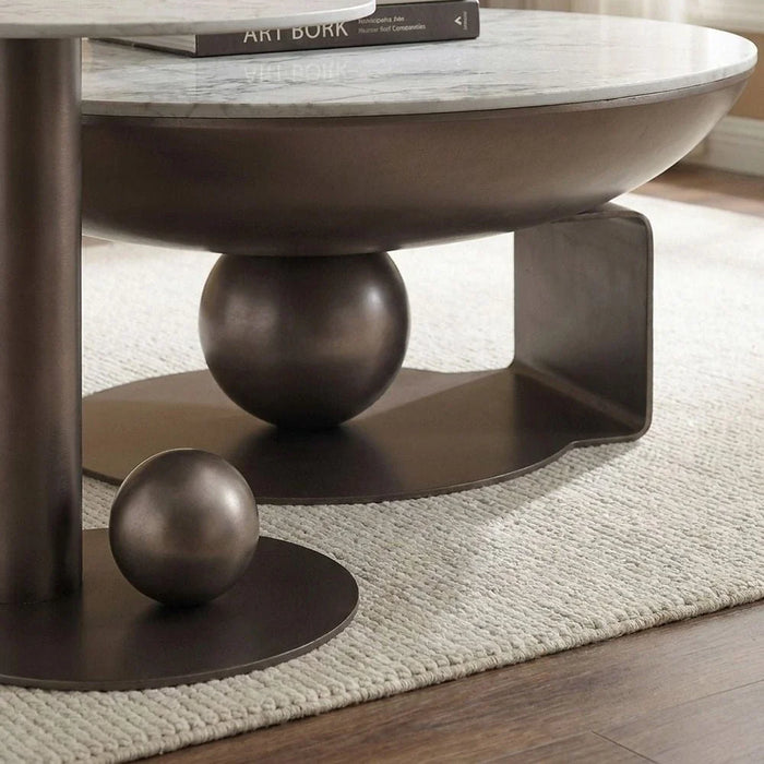 Riveror Round Coffee Table - Set of 2 - Grey/Gunmetal Black - With 2-Year Warranty