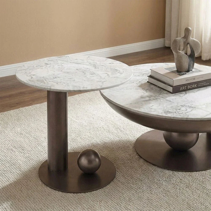 Riveror Round Coffee Table - Set of 2 - Grey/Gunmetal Black - With 2-Year Warranty