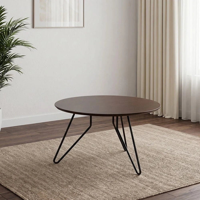Jace Round Coffee Table-Walnut/Black