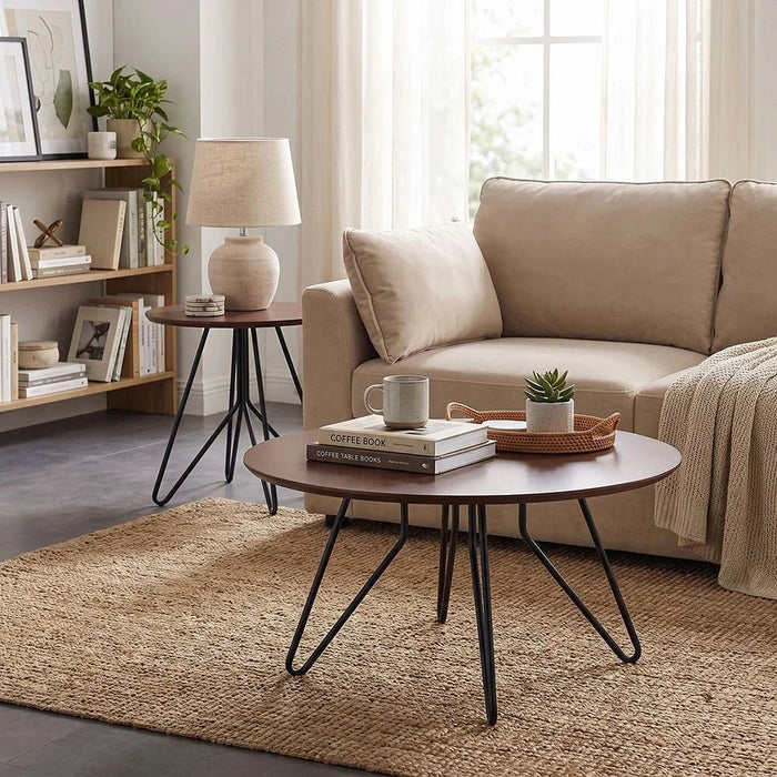 Jace Round Coffee Table-Walnut/Black