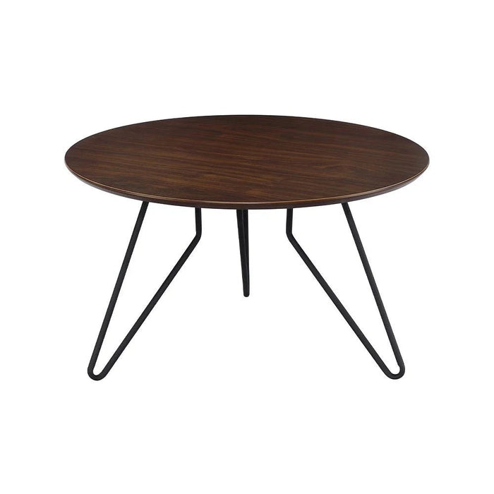 Jace Round Coffee Table-Walnut/Black