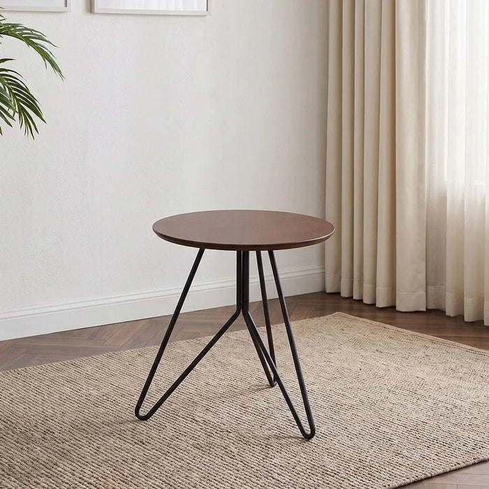Jace Round End  Table - Walnut / Black
