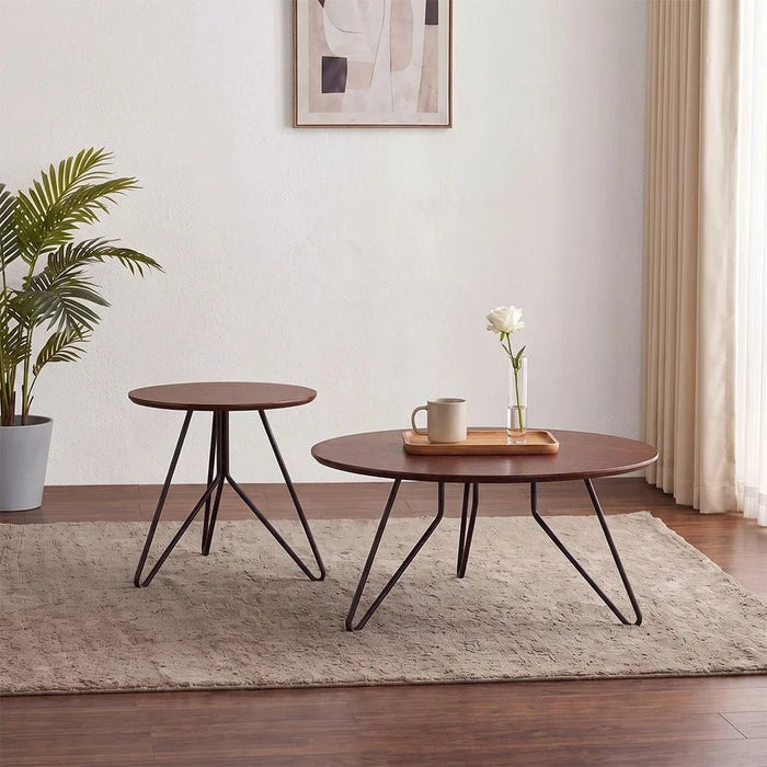 Jace Round End  Table - Walnut / Black