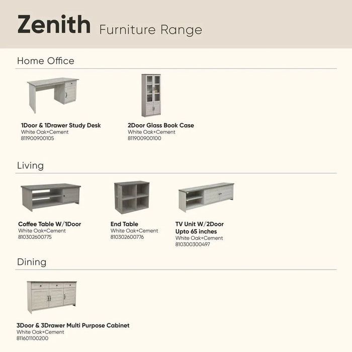 Zenith End Table-White Oak+Cement