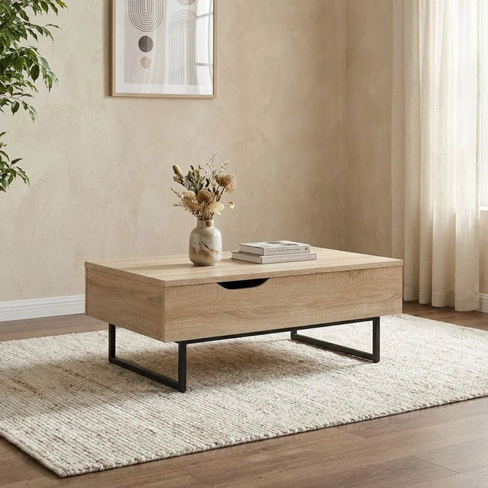 Costal Lift Top Coffee Table With Drawer  - Sonoma Oak/Black