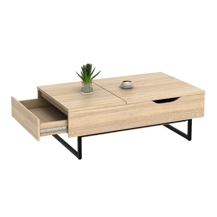Costal Lift Top Coffee Table With Drawer  - Sonoma Oak/Black