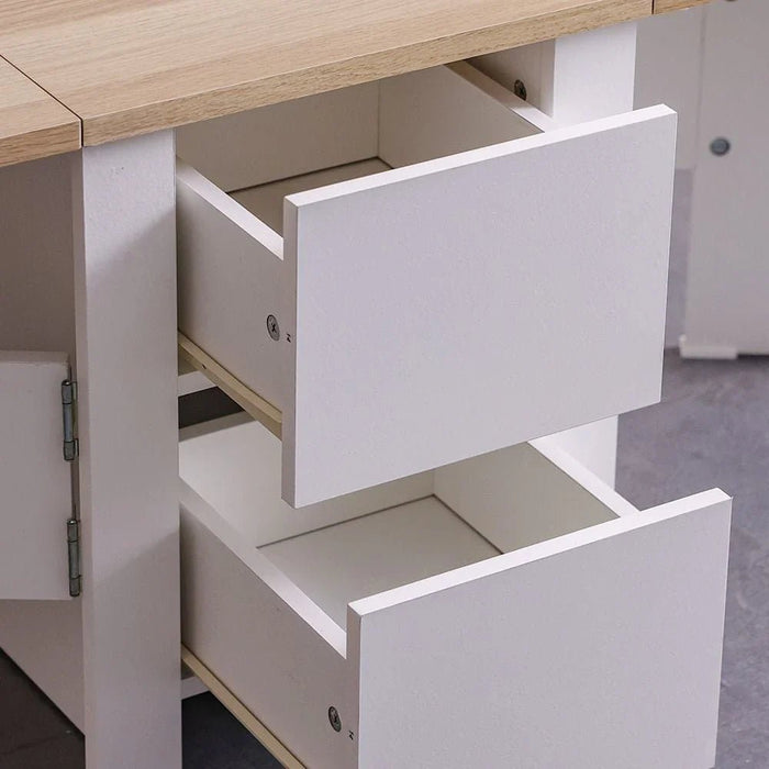 Algeria Foldable Coffee Table With Drawers-White/Oak