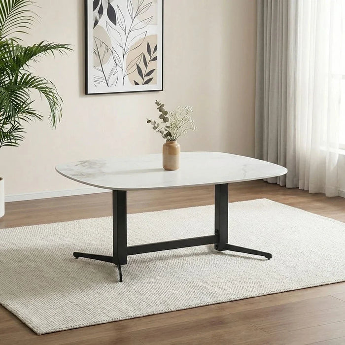 Elmont Ceramic Center Table - White/Black - With 2-Year Warranty
