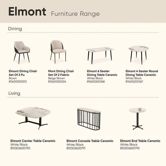 Elmont Ceramic Center Table - White/Black - With 2-Year Warranty