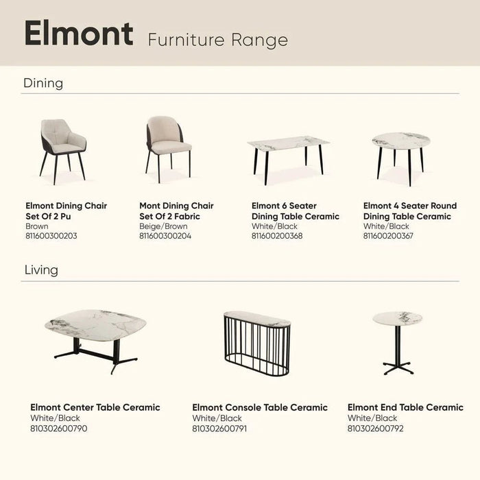 Elmont Ceramic End Table - White/Black - With 2-Year Warranty