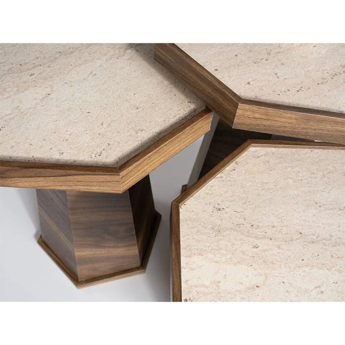 Pyramid Set of 3 Nesting Tables - Walnut/Moonstone - With 2-Year Warranty