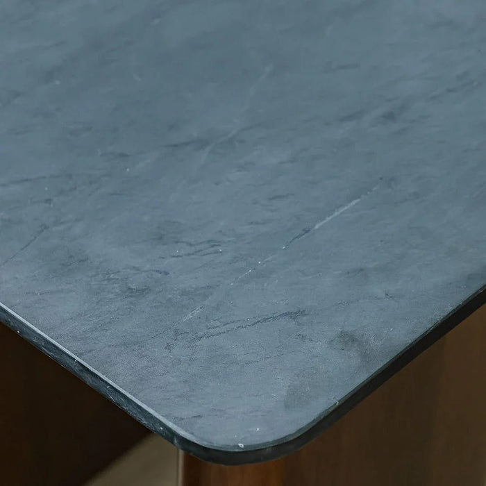 York Marble Top End Table - Black/Walnut - With 2-Year Warranty