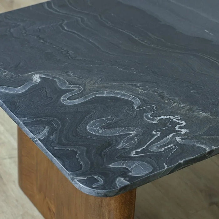 York Marble Top Coffee Table - Black/Walnut - With 2-Year Warranty