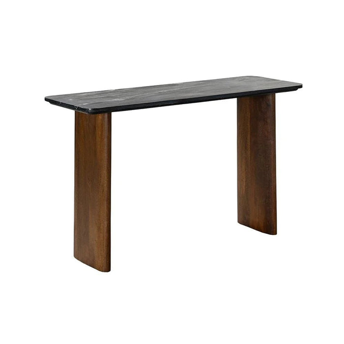 York Marble Top Console Table -Black/Walnut